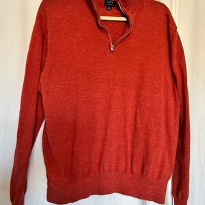 J. Crew Men’s Burnt Orange 1-4 Zip-Neck Sweater